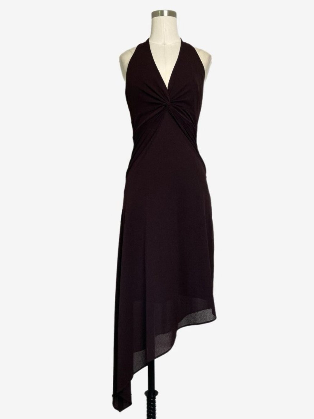 Beautiful 90s Y2k Vintage Chcolate Brow Asymmetric Layered Halter Dress